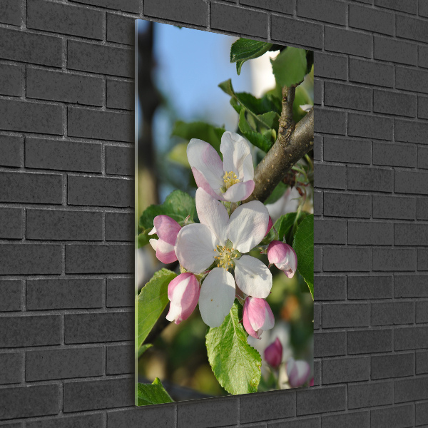 Cuadro de metacrilato moderno efecto cristal vertical flores de cerezo