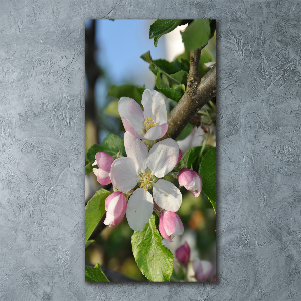 Cuadro de metacrilato moderno efecto cristal vertical flores de cerezo