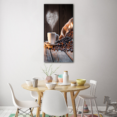 Cuadro decorativo en acrílico brillante vertical Una taza de café