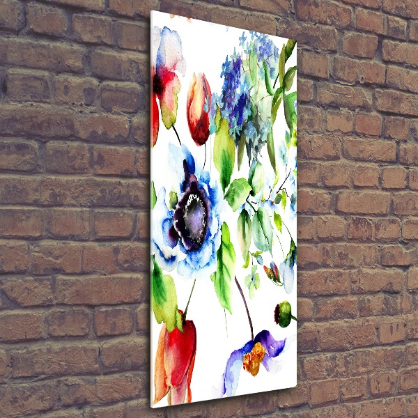 Cuadro decorativo en acrílico brillante vertical Flores silvestres
