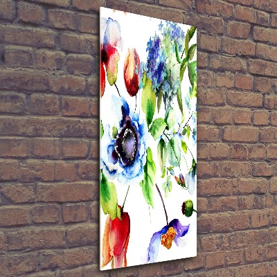 Cuadro decorativo en acrílico brillante vertical Flores silvestres