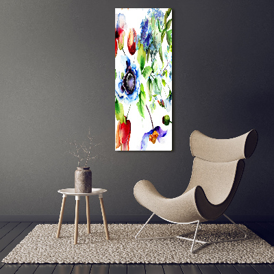 Cuadro decorativo en acrílico brillante vertical Flores silvestres