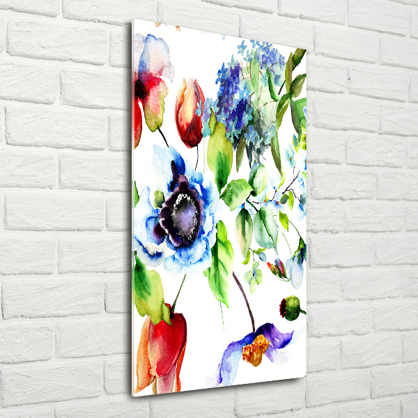 Cuadro decorativo en acrílico brillante vertical Flores silvestres