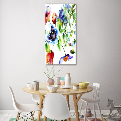 Cuadro decorativo en acrílico brillante vertical Flores silvestres