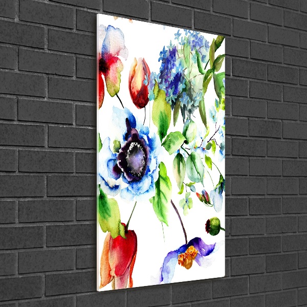 Cuadro decorativo en acrílico brillante vertical Flores silvestres