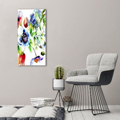Cuadro decorativo en acrílico brillante vertical Flores silvestres