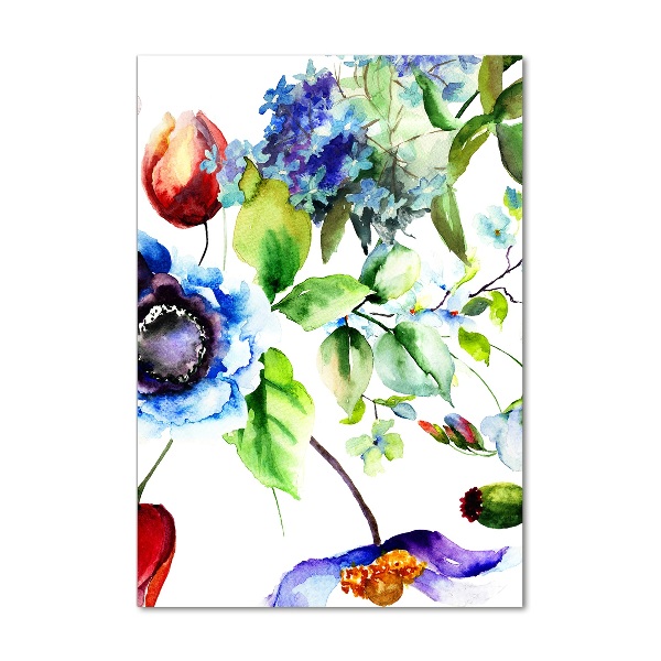 Cuadro decorativo en acrílico brillante vertical Flores silvestres