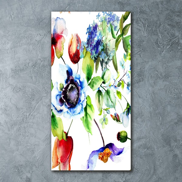 Cuadro decorativo en acrílico brillante vertical Flores silvestres
