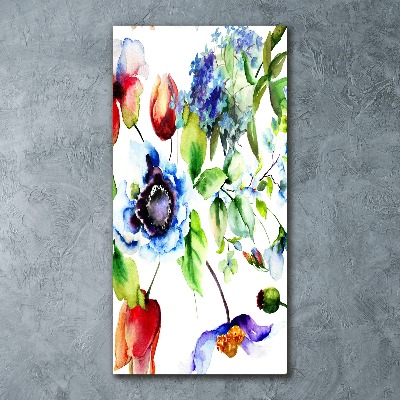 Cuadro decorativo en acrílico brillante vertical Flores silvestres