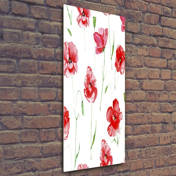 Cuadro de metacrilato moderno efecto cristal vertical Amapolas