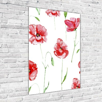 Cuadro de metacrilato moderno efecto cristal vertical Amapolas