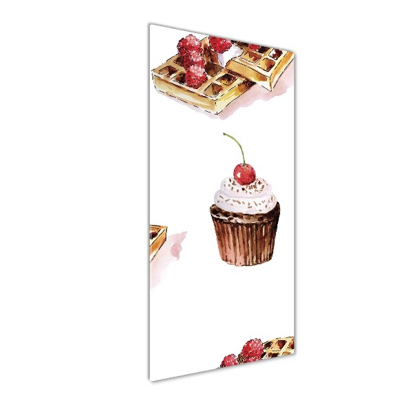 Cuadro decorativo en acrílico brillante vertical Muffins y waffles