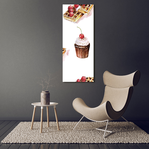 Cuadro decorativo en acrílico brillante vertical Muffins y waffles