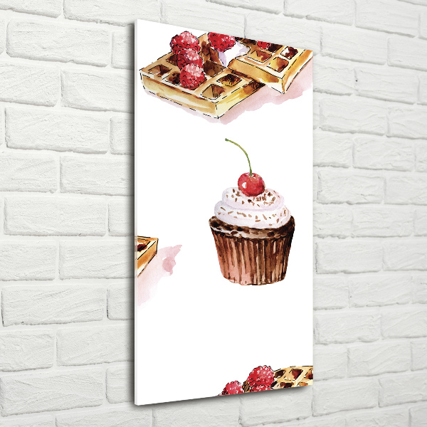 Cuadro decorativo en acrílico brillante vertical Muffins y waffles