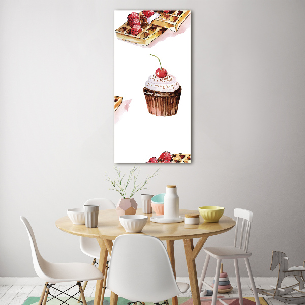 Cuadro decorativo en acrílico brillante vertical Muffins y waffles