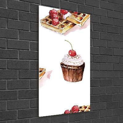 Cuadro decorativo en acrílico brillante vertical Muffins y waffles