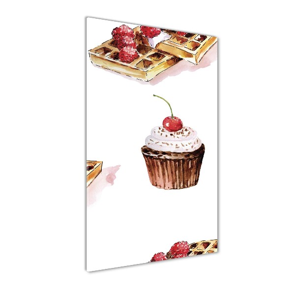 Cuadro decorativo en acrílico brillante vertical Muffins y waffles