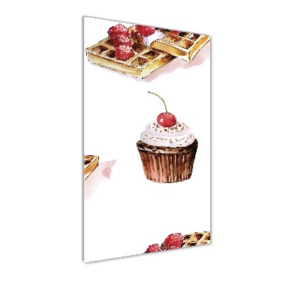 Cuadro decorativo en acrílico brillante vertical Muffins y waffles