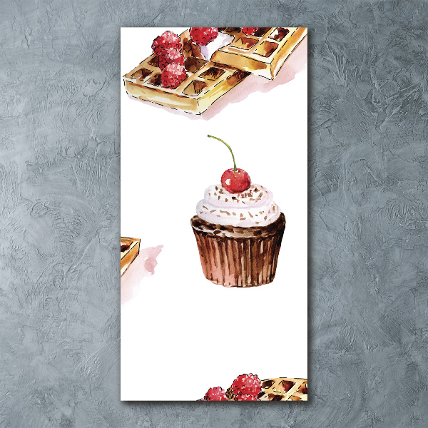 Cuadro decorativo en acrílico brillante vertical Muffins y waffles