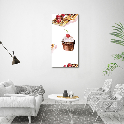 Cuadro decorativo en acrílico brillante vertical Muffins y waffles
