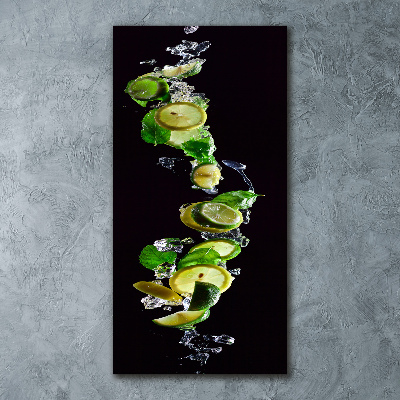 Cuadro de metacrilato moderno efecto cristal vertical Limas y limones