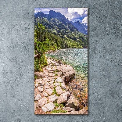 Cuadro decorativo en acrílico brillante vertical El ojo de mar de los montes Tatra