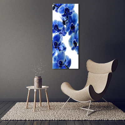 Cuadro de metacrilato moderno efecto cristal vertical Orquídea azul