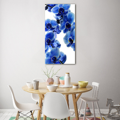 Cuadro de metacrilato moderno efecto cristal vertical Orquídea azul
