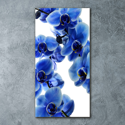 Cuadro de metacrilato moderno efecto cristal vertical Orquídea azul