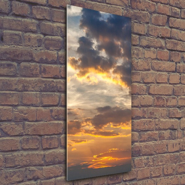 Cuadro de metacrilato moderno efecto cristal vertical Cielo del atardecer