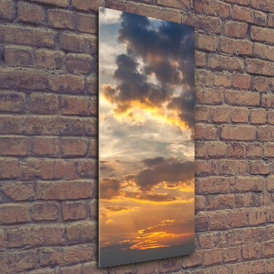 Cuadro de metacrilato moderno efecto cristal vertical Cielo del atardecer