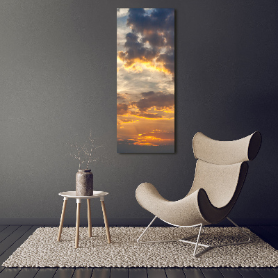 Cuadro de metacrilato moderno efecto cristal vertical Cielo del atardecer