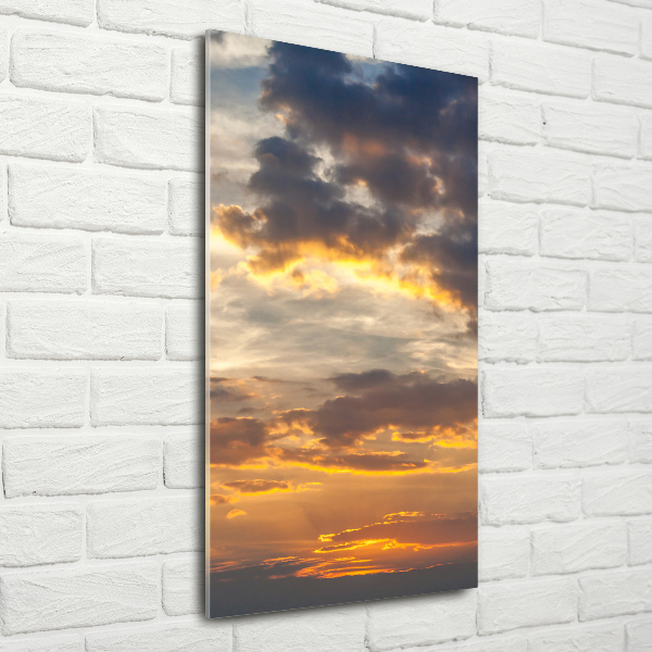 Cuadro de metacrilato moderno efecto cristal vertical Cielo del atardecer