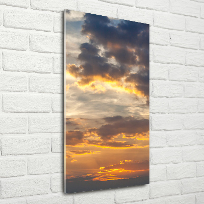Cuadro de metacrilato moderno efecto cristal vertical Cielo del atardecer