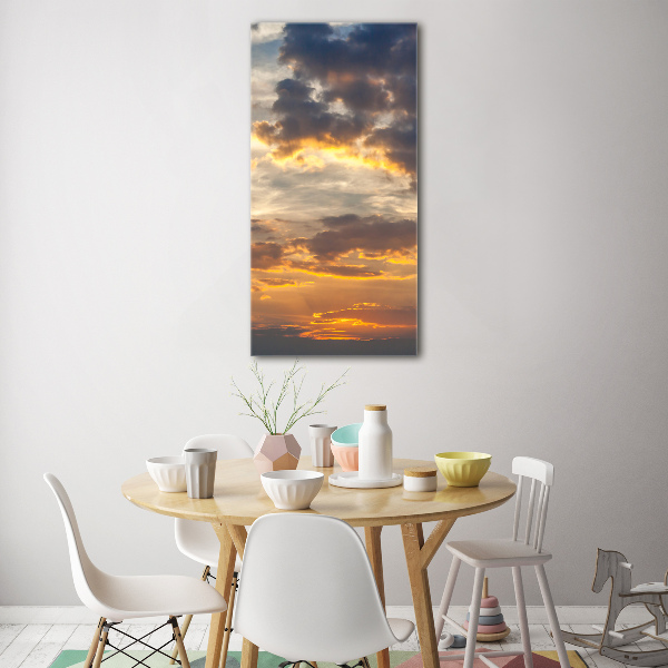 Cuadro de metacrilato moderno efecto cristal vertical Cielo del atardecer