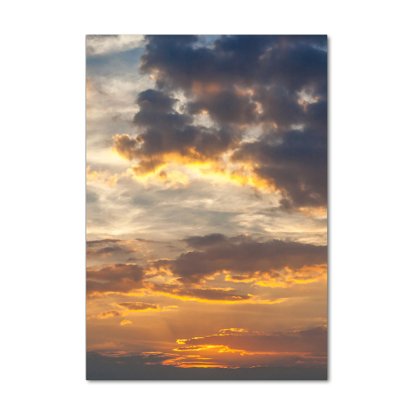 Cuadro de metacrilato moderno efecto cristal vertical Cielo del atardecer