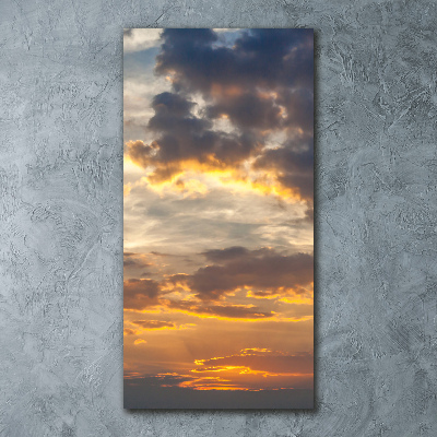 Cuadro de metacrilato moderno efecto cristal vertical Cielo del atardecer
