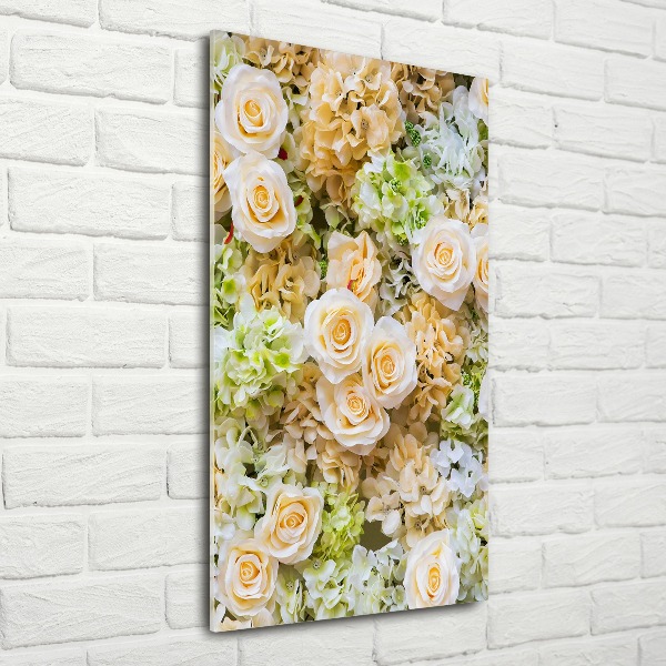 Cuadro decorativo en acrílico brillante vertical flores de boda