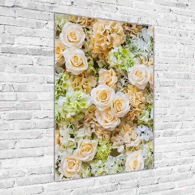 Cuadro decorativo en acrílico brillante vertical flores de boda