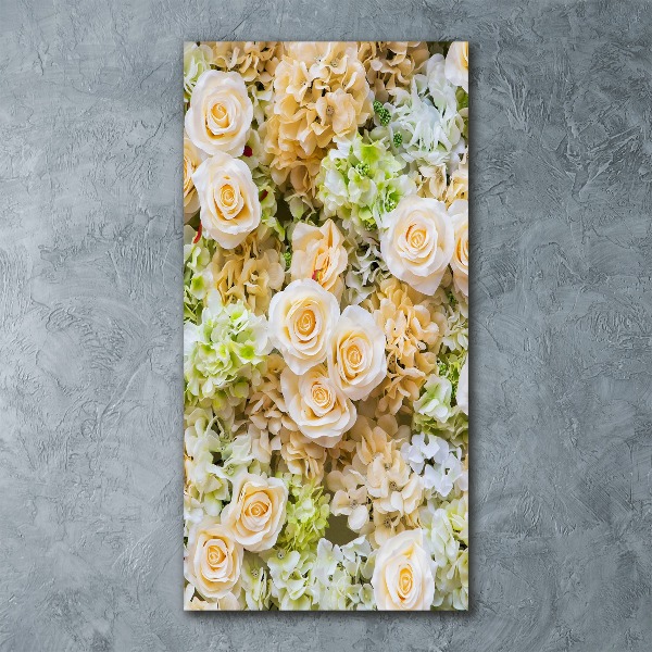 Cuadro decorativo en acrílico brillante vertical flores de boda