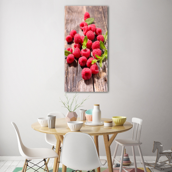 Cuadro decorativo en acrílico brillante vertical Frambuesas