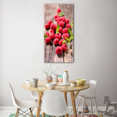 Cuadro decorativo en acrílico brillante vertical Frambuesas