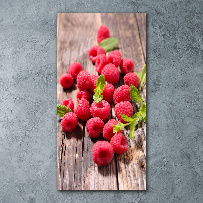Cuadro decorativo en acrílico brillante vertical Frambuesas