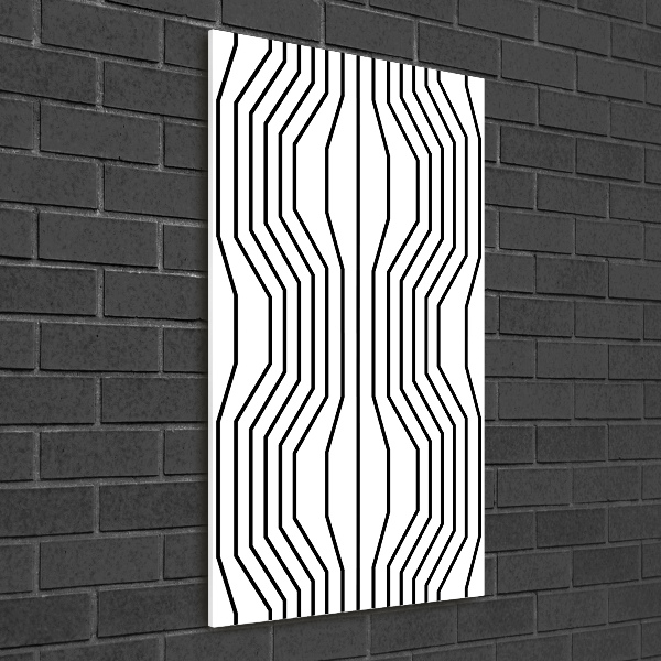 Cuadro de metacrilato moderno efecto cristal vertical líneas geométricas