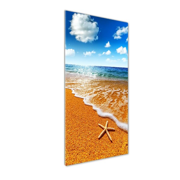Cuadro decorativo en acrílico brillante vertical Estrellas de mar en la playa