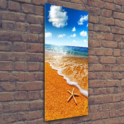 Cuadro decorativo en acrílico brillante vertical Estrellas de mar en la playa