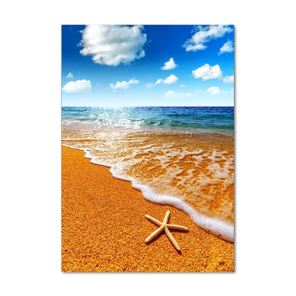 Cuadro decorativo en acrílico brillante vertical Estrellas de mar en la playa