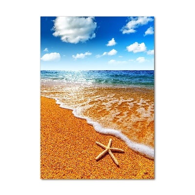 Cuadro decorativo en acrílico brillante vertical Estrellas de mar en la playa