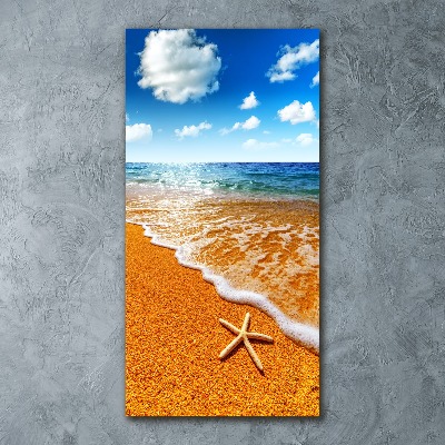 Cuadro decorativo en acrílico brillante vertical Estrellas de mar en la playa