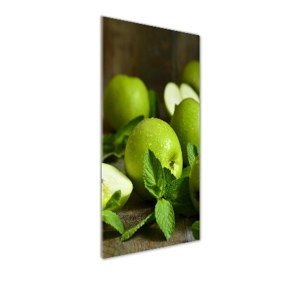 Cuadro de metacrilato vertical manzanas verdes